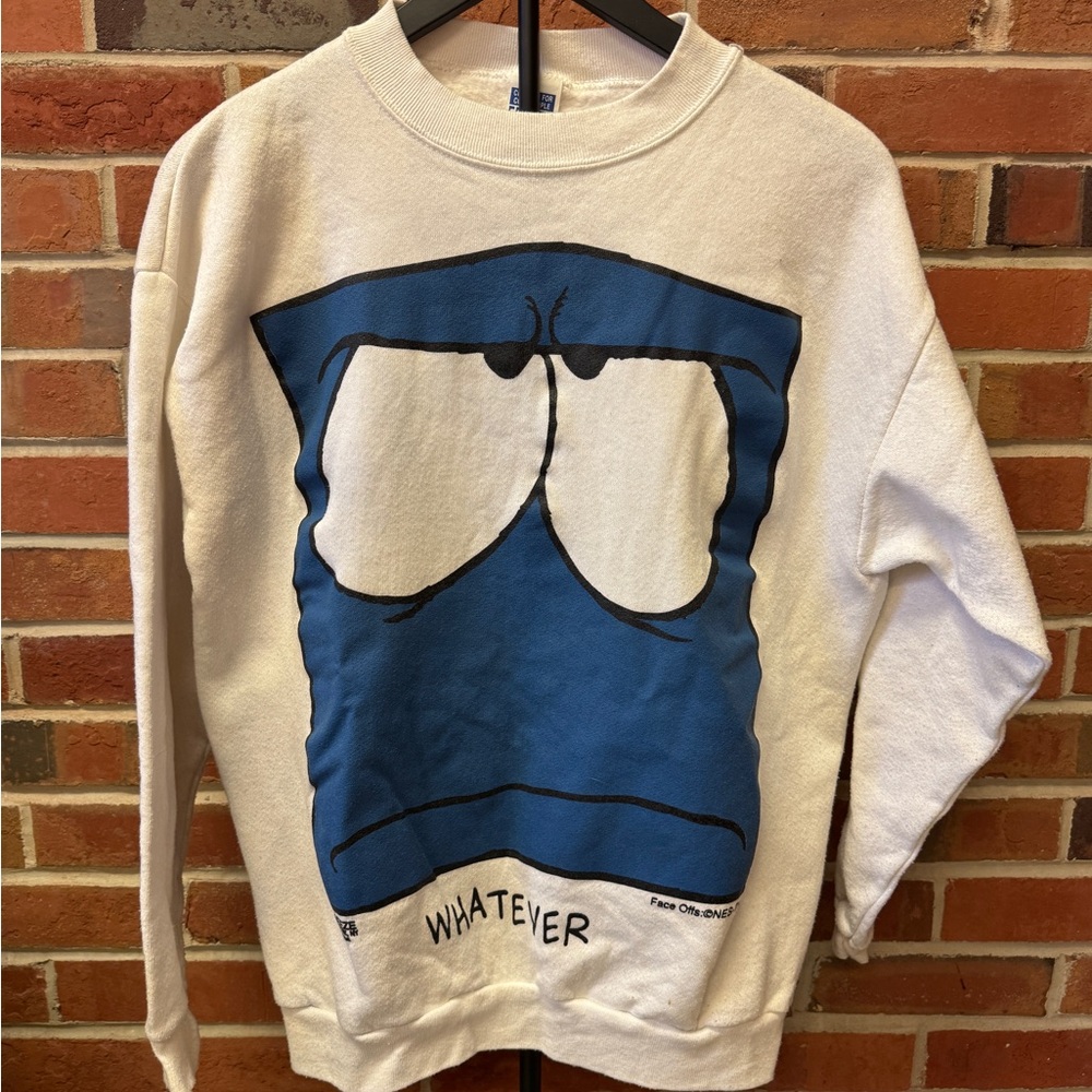 “Whatever” White Graphic Crewneck Sweater